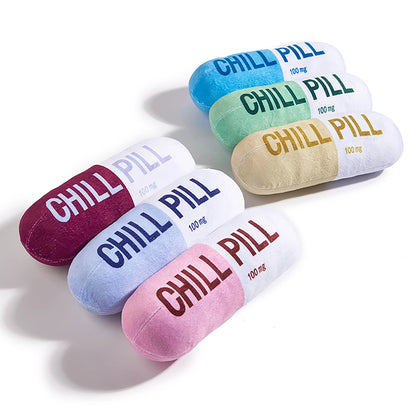 Interactive Plush Pill-Shaped Dog Toy with Squeaker - Durable, Bite-Resistant Chew Toy for Pet Play and Dental Health