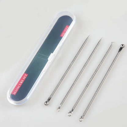 4PCS Acne Blackhead Comedone Removal Needles Black Dots Cleaner Black Head Pore Cleaner Deep Cleansing Tool Face Skin Care Tools