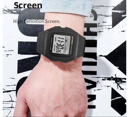SYNOKE Digital Watch Student Electronic Outdoor Sports Boy Luminous Waterproof MultiFunction Watch Retro Square Watch