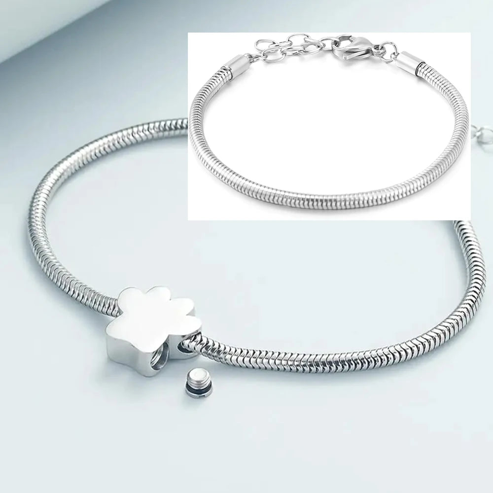 Cremation Jewelry Stainless Steel Adjustable Bangle Memorial Paw Print  Bracelets Ash Holder for Pet Keepsake Jewelry