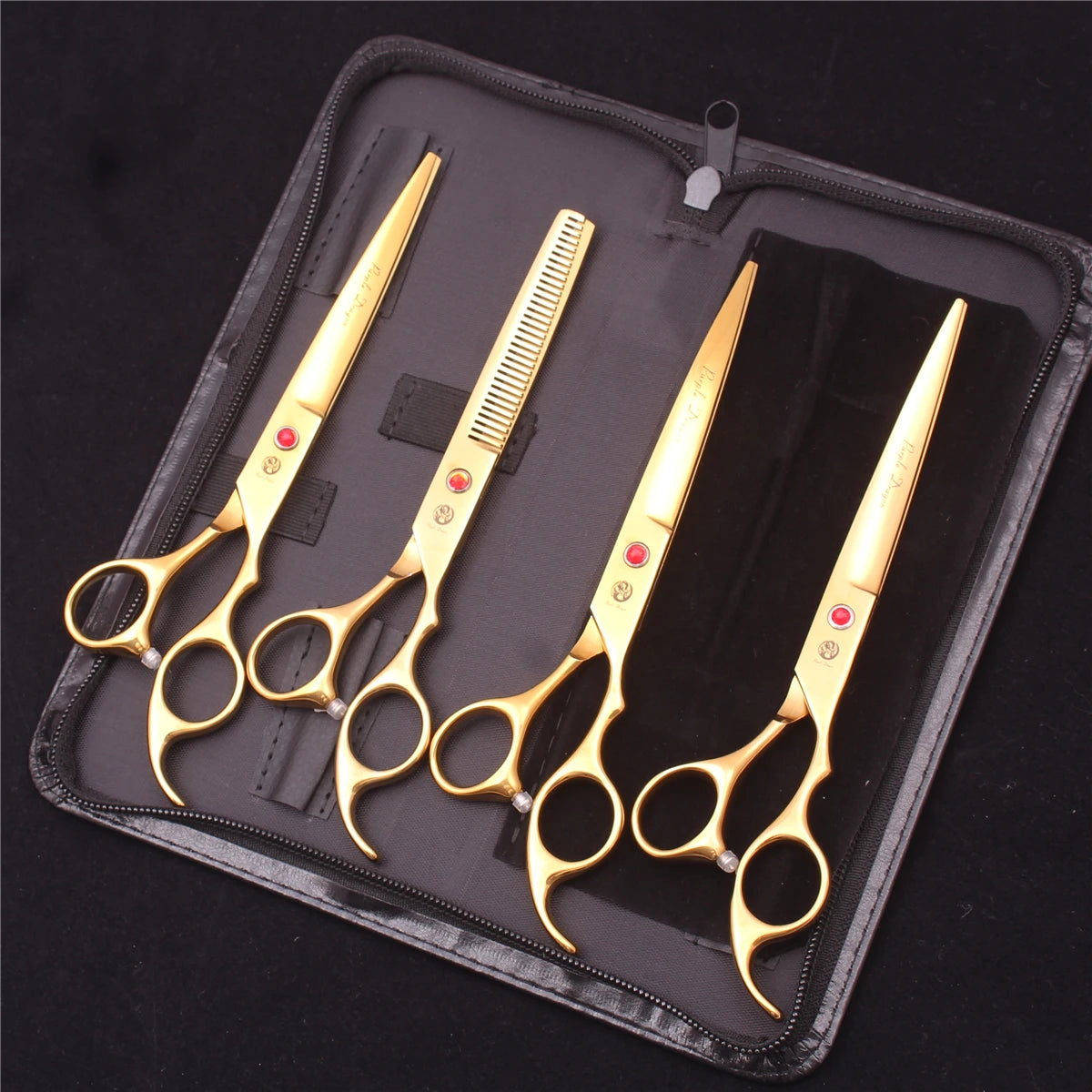 Pet Grooming Scissors Purple Dragon Japan Stainless Pink Curved Scissors For Dogs Dog Thinning Scissors Pet Chunker Shears Z3003