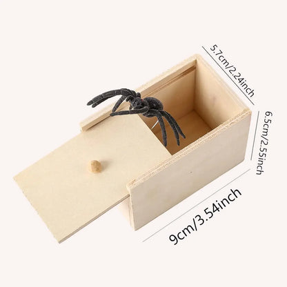 1PC-Wooden Prank Trick Practical Joke Home Office Scare Toy Box Gag Spider Parents Friend Funny Play Joke Gift Surprising Bo