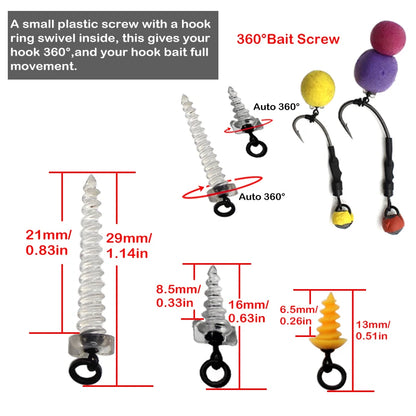 Carp Bait Screws With Ring Mirco Swivel Carp Bait For Carp Ronnie Rig Zig Chod Boilies Screws Carp Hiar Rig Terminal Tackle