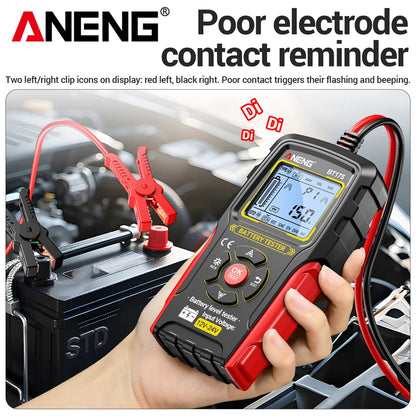 12V 24V Car Battery Tester Digital Automotive Load Tester 50-1999 CCA Battery Analyzer ANENG BT175 With Insulated Alligator Clip