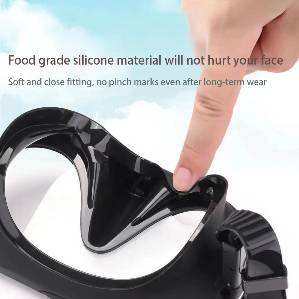 Frameless Diving Mask Wet Snorkel Set Low Internal Volume Pure Soft Silicone Swimming Training Diving Glasses Adjustable