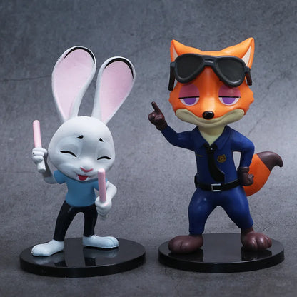 6pcs/set Zootopia Zootropolis Concert Judy Hopps Nick Wilde Cartoon Movie Action Figure Toys Collection Model Cute Doll Gift