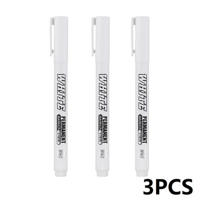 New 1/2/3PCS Waterproof Metal Marker Permanent White Paint Pen Washing Art Painting Graffiti Pens Fabric Wood Leather Marker1MM