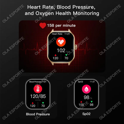 Smart Watch Men 2.01 Inch AMOLED Screen Waterproof Multiple Sport Mode Fitness HD Bluetooth Calls Smartwatch Men Women Bracelet