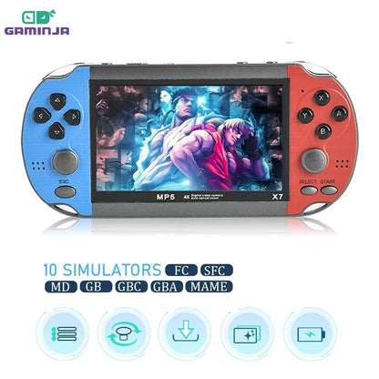 GAMINJA X7 4.3inch Built-in 9000+ Games Handheld Game Console TFT Screen Video Game Player HD Game For GBA GBC NES GBC