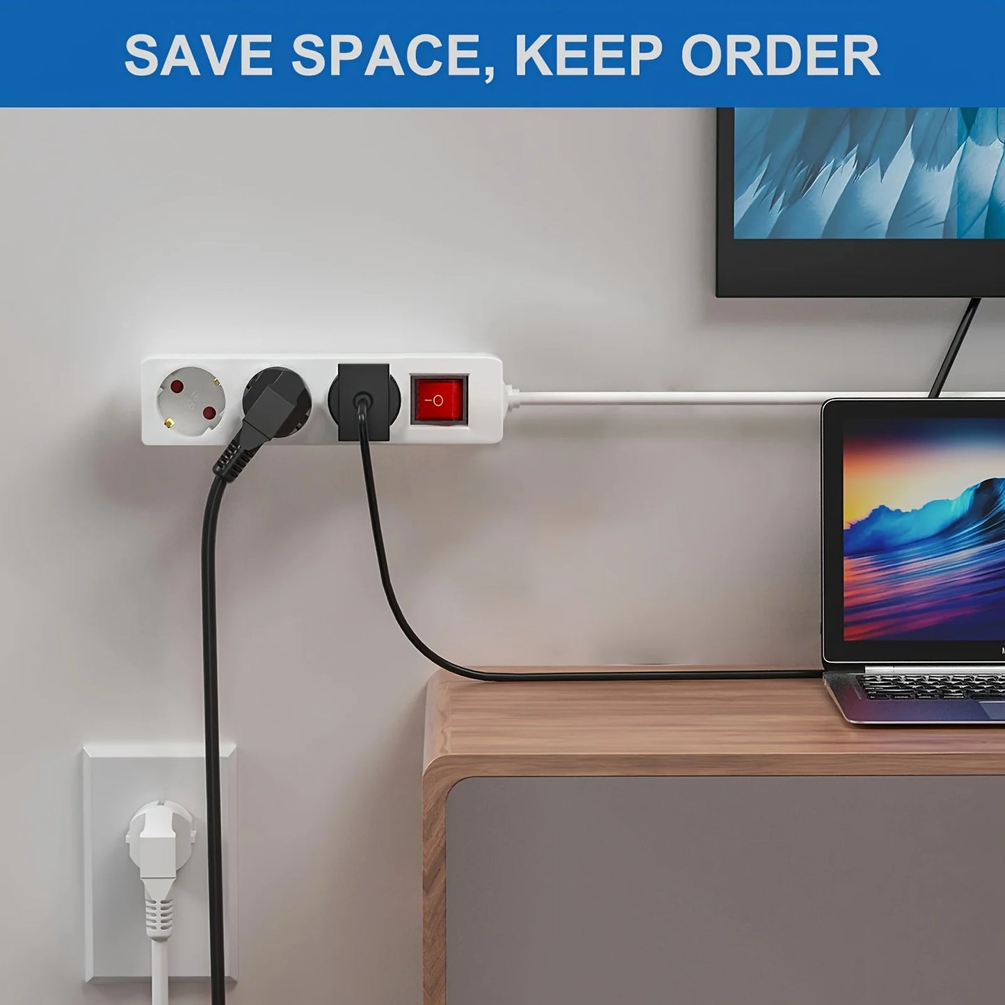 2/3/4 Multiple Sockets EU Plug with ON/OFF Switch 2M Extension Cord European Standard Adapter Expansion Socket Power Converter