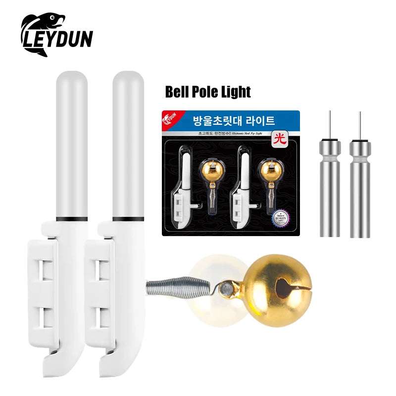 LEYDUN 2 Pcs/Set FLash Electronic Fishing Rod Tip Light Rods Led Bells Light Rods Bite Alarms Tools Cr425 (Batteries Included)