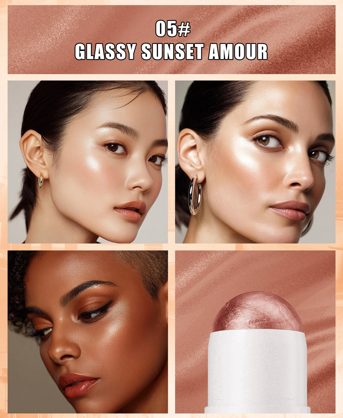 [Natural Glowup] 1pc Glowup Highlighter Stick | Natural Brightening Face Contour & Highlight Makeup, Medium Coverage, Buildable