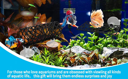Betta Fish Hideout Cave with Hammock Bed Hollow Tunnel Fish Tank Accessories Aquarium Decorations for Crayfish Shrimp Small Fish