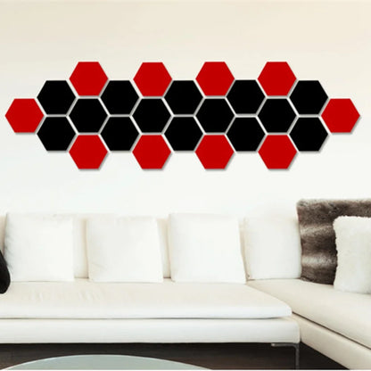 6/12pc Hexagon Mirror Wall Stickers 3D DIY Acrylic Mirror Sticker Self Adhesive Decals Removable Living Room Bathroom Home Decor