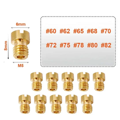 10pcs Carburetor Main Jets Slow Pilot Jets M5 6mm Thread for PWK Keihin OKO CVK Carb Set Injector Nozzle Motorcycle Part