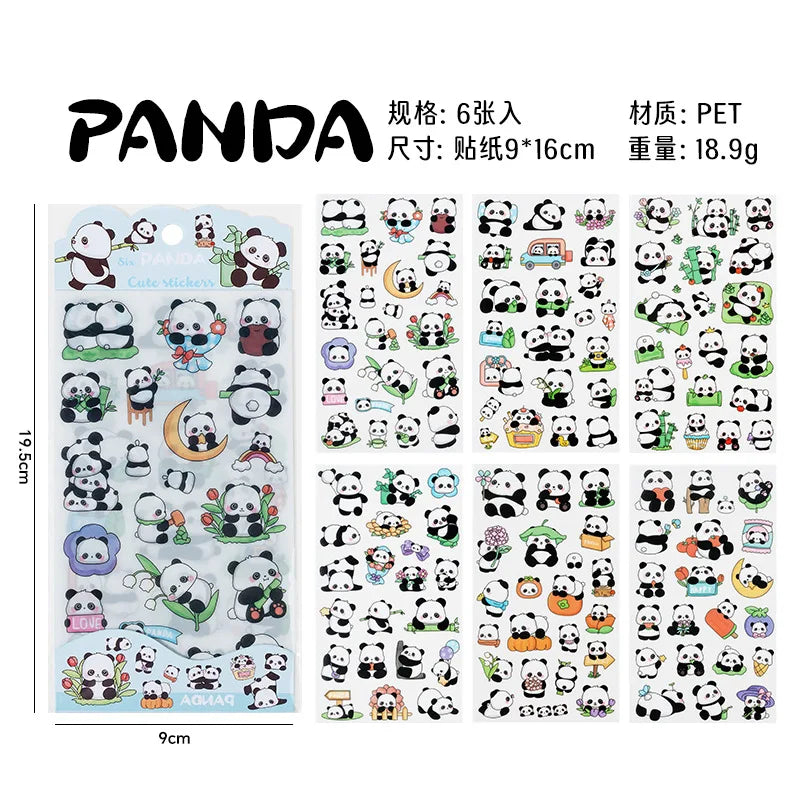 6Pieces/Set Transparent Pvc Waterproof Cartoon Sticker DIY Hand Account Decorative Stickers Kawaii Phone Cup Stickers