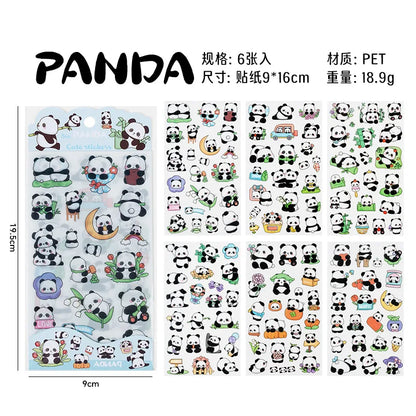 6Pieces/Set Transparent Pvc Waterproof Cartoon Sticker DIY Hand Account Decorative Stickers Kawaii Phone Cup Stickers