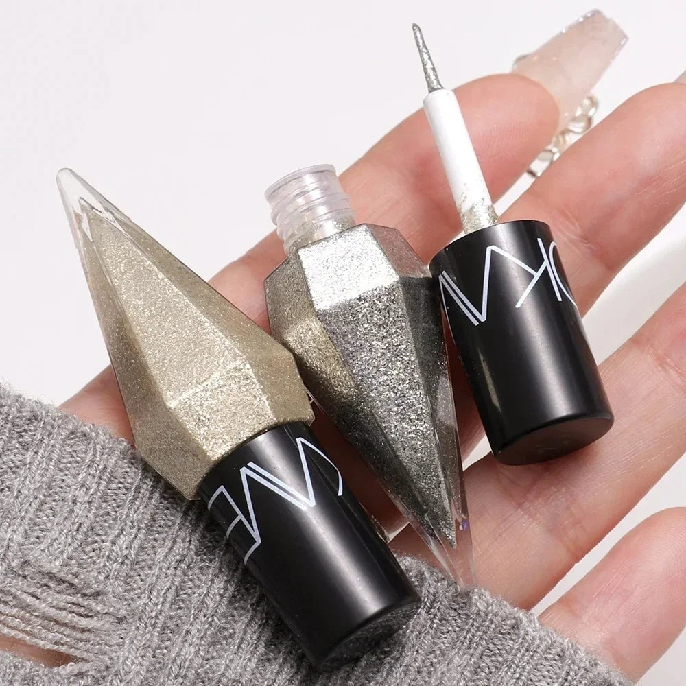 Diamond Shiny Eye Liners Eyeshadow Waterproof Silver Rose Gold Color Glitter Sequins Eyeliner Eye Shadow Makeup Beauty Cosmetics