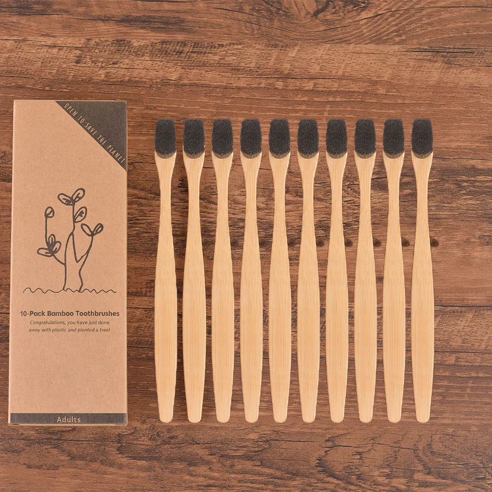 10 Pcs Ultra Fine Soft Hair Eco Friendly Travel Toothbrush Soft Fiber Nano Manual Toothbrush Vegan Teeth Oral Hygiene Care Tools