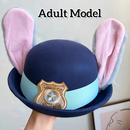 HOT Disney Zootopia 2 Judy Bendable Bunny Ear Sheriff Hat | Movie Cos Accessory | Xmas/Anime Rabbit Police Headwear