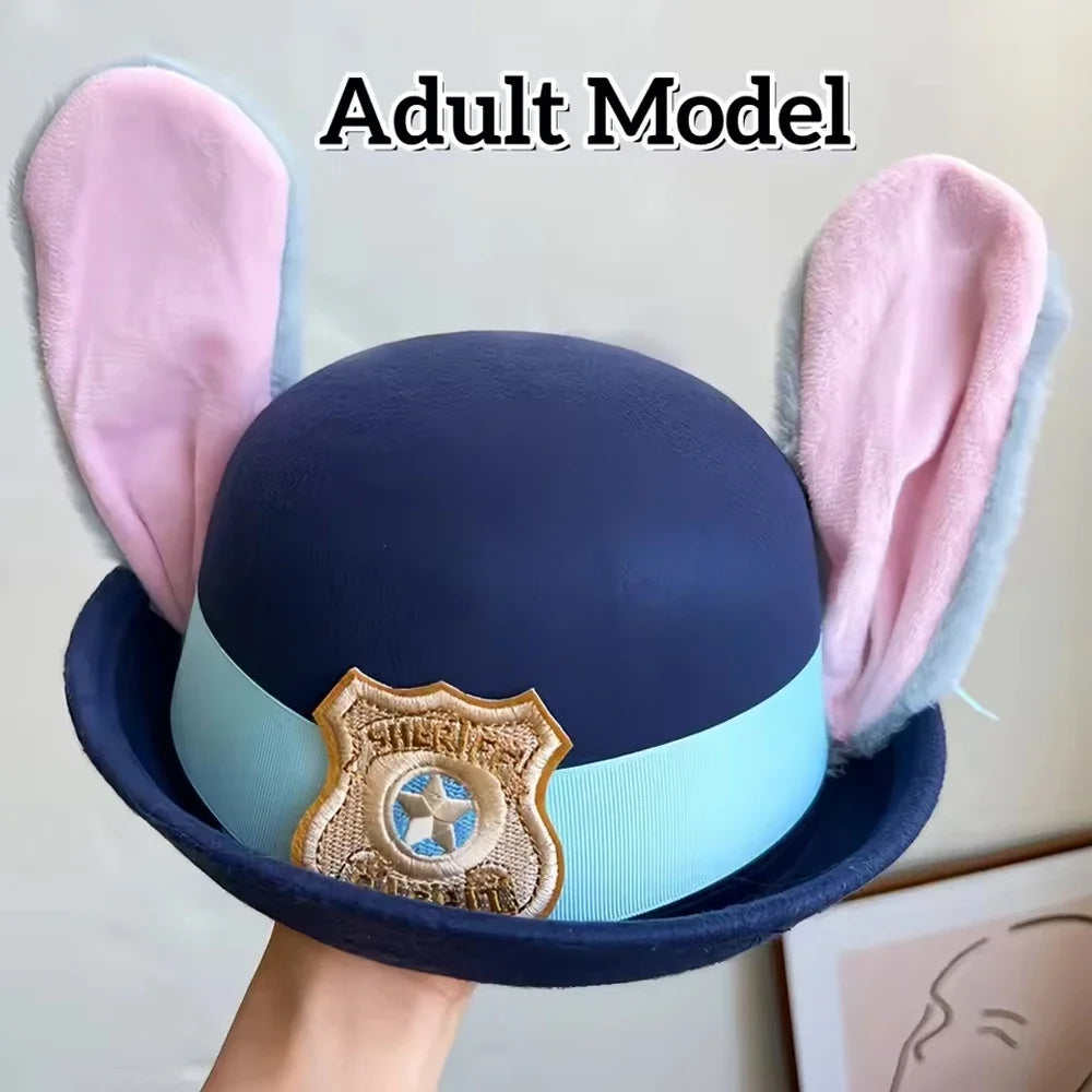 New Disney Zootopia 2 Judy Bendable Bunny Ear Sheriff Hat | Movie Cos Accessory | Xmas/Anime Rabbit Police Headwear