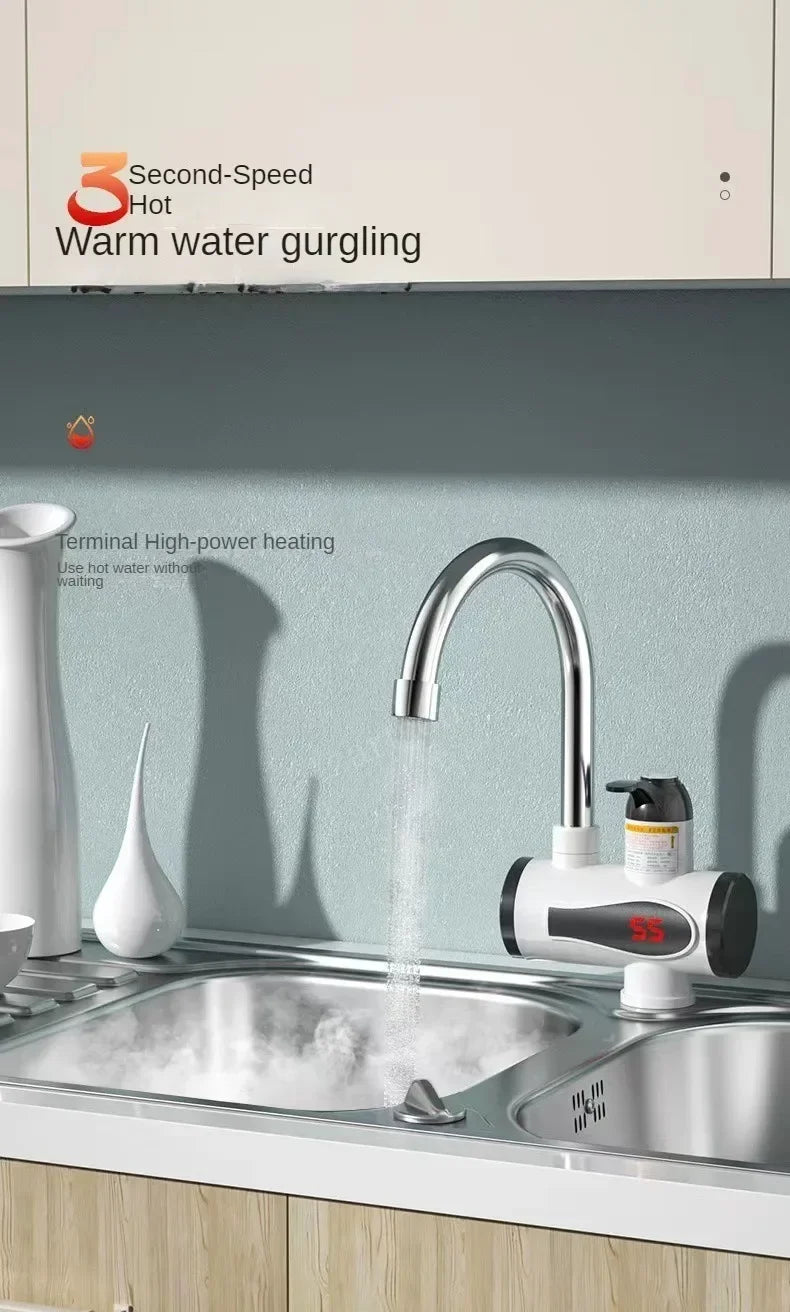 3000W Electric Kitchen Water Heater Tap Instant Hot Water Faucet Heater Cold Heating Faucet Tankless Instantaneous Water Heater