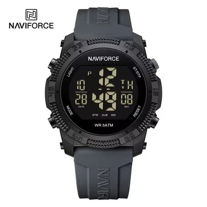 NAVIFORCE 7104 Sports Men's LCD Digital Leisure Date Week Alarm Clock Waterproof Silicone Strap Electronic Watch électronique