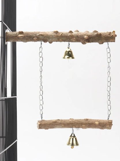 Pepper Wood Parrot Stand Pole Double Layer Toy for Bird Tiger Skin Claw Grinding Beak Grinding Stand Pole Bird Cage Accessories