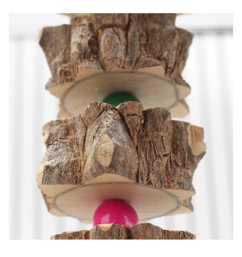 Natural Wooden Parrot Bird Toy Wood Parrot Chew Toy Chewing Cardboard Destroy Birds Toy Bird Cage Decoration Bird Supplies D9252
