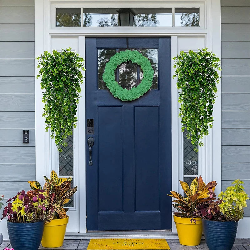 Artificial Hanging Plants Faux Eucalyptus Leaf Greenery Vine Outdoor UV Resistant Plastic Plants for DIY Home Wedding Decoration