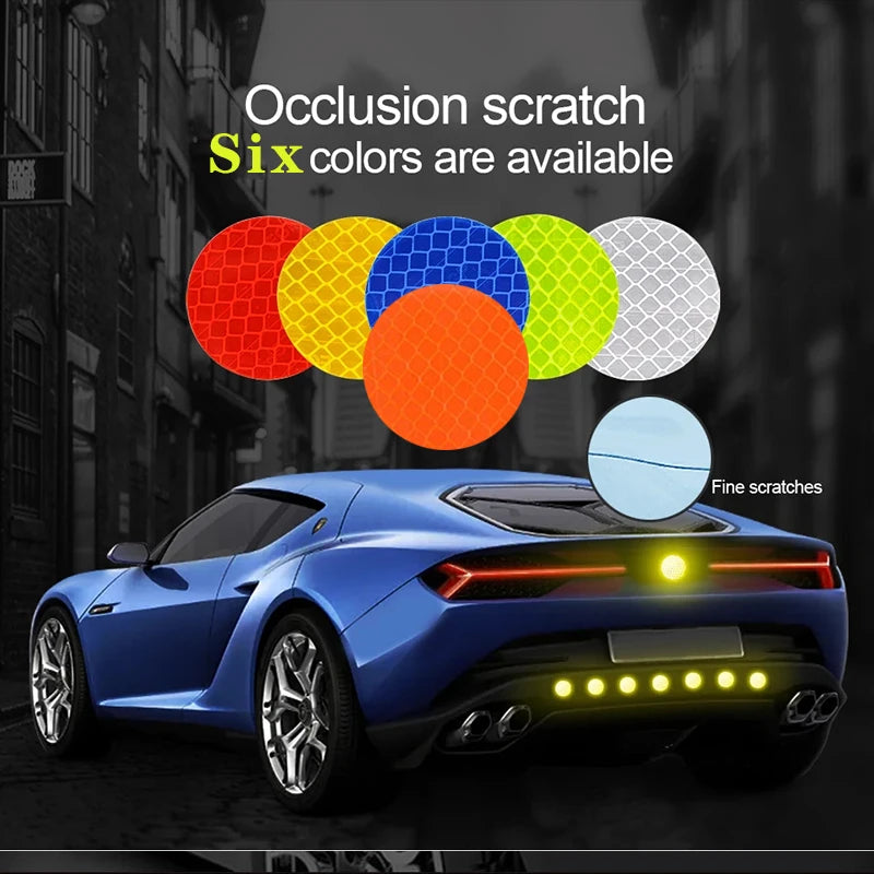 10pcs/set Car Bumper Reflective Safety Strip Stickers Car Circular Reflective Sticker Reflective Warning Safety Tape