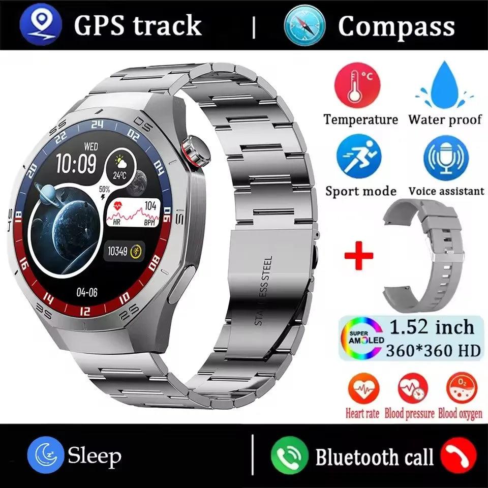 2025 New GT5 Pro Smart Watch Men AMOLED Screen GPS Motion trajectory Heart Rate Monitr Bluetooth Call SmartWatch Waterproof Band