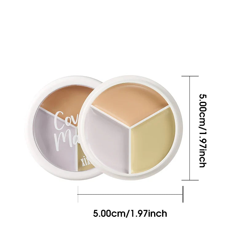 XIXI Pure Holding Makeup Three Color Concealer Spot Acne Print Repair Foundation Dark circles are not easy to stick powder