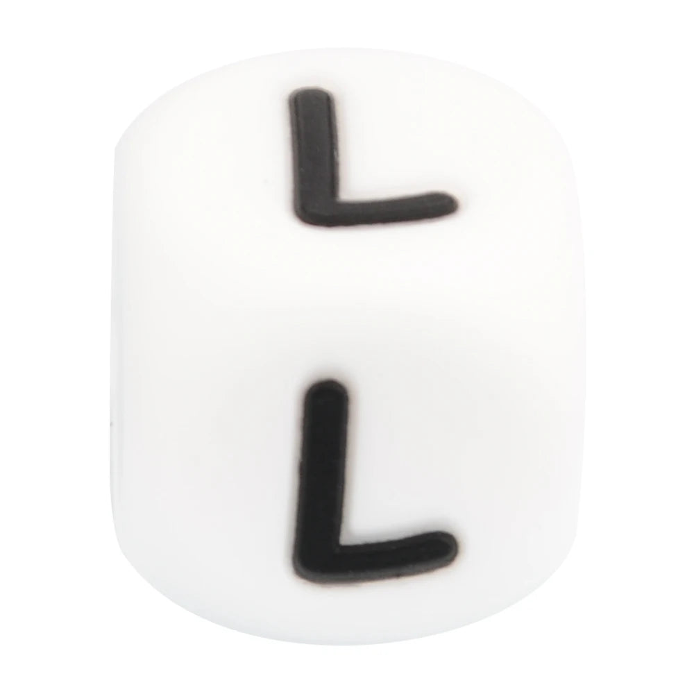 LOFCA 40PCS/Lot Alphabet 12mm Food Grade Letter Silicone Beads Baby Bead Pacifier Chain BPA Free  for Name Make DIY Necklace