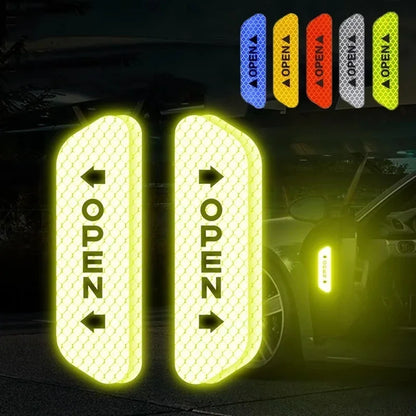 Night Reflective Car Door Sticker Safety Opening Warning Reflector Tape Decal Auto Accessories Exterior Interior Reflector Amagi