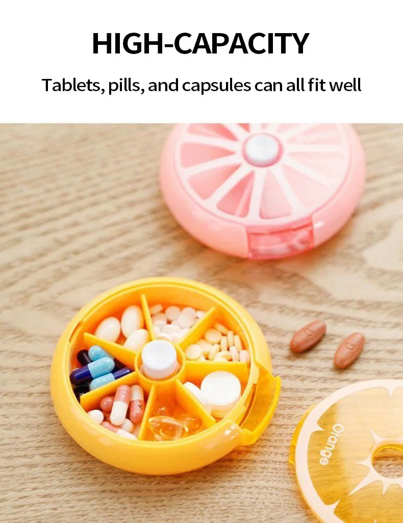 1pc Seven Grid round Box Sealed Medicine Packaging Box, One Week Medicine Storage Box, Carry Small Medicine Box with You