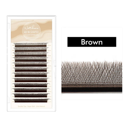 NATUHANA 3D 4D 5D W-Shape Eyelash Extension C D L LU(M) Curl Colorful Lashes High Quality Clover W Brown Shape Eyelash