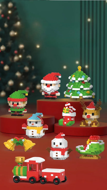 Christmas Gifts Micro Mini Building Blocks - Santa Claus, Christmas Tree, Reindeer, Snowman Train Elements Puzzle Assembling Toy