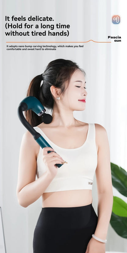 Portable Fascial Massage Gun Electric Percussion Pistol Massager Body Relaxation With LED Touch Screen 4Replaceable Massage Head