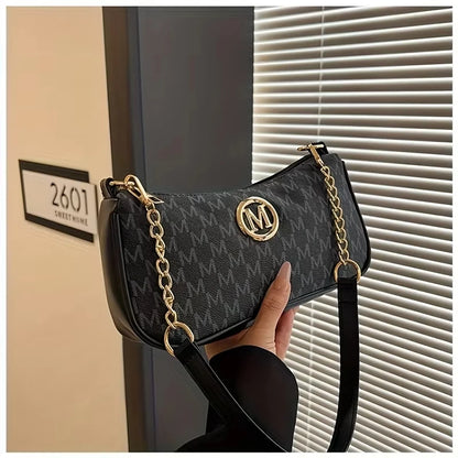 Women's Trendy Shoulder Bag with Belt Decoration Retro Underarm Handbag for Commuting