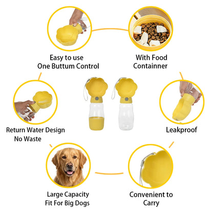 2in1 Pet Portable Water Bottle for Small Medium Dogs Cats Food Feeder Leakproof Dog Drink Bowl Outdoor Pet Puppy Water Dispenser