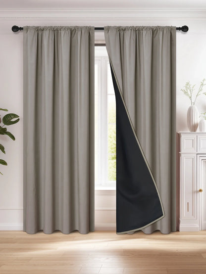1pc 100% Blackout Curtain with Rod Pocket, Curtains for Living Room, Bedroom, Kitchen, Window Curtain, Drapes in Living Room