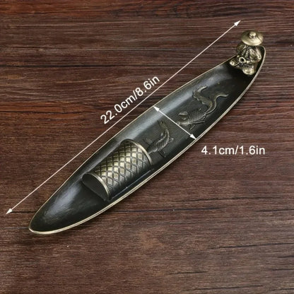 Creative Incense Holder Aromatherapy Ornament Incense Holder Boat Old Men Fishing Japanese Style Incense Stick Burner Home Decor