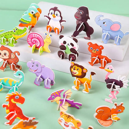 30Pcs3D Dinosaur Jungle Animal Paper Puzzle Set Creative Cartoon Design Learning and Entertainment Puzzle Education