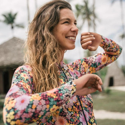 2025 New Swimwear Women Print Floral One Piece Swimsuit Long Sleeve Bathing Suit Swimsuit Vintage Beachwear Surfing Swim Suit