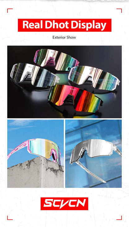 SCVCN Outdoor Cycling Sunglasses Men MTB Bike Glasses  Sports Mountain Climbing fishing Women Bicycle Cycling UV400 Goggles