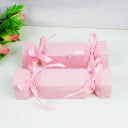 Candy Box For Christmas With Ribbons DIY Sweets Chocolate Biscuit Cookies Decoration Party Gift Xmas Wedding Paper Package Boxes