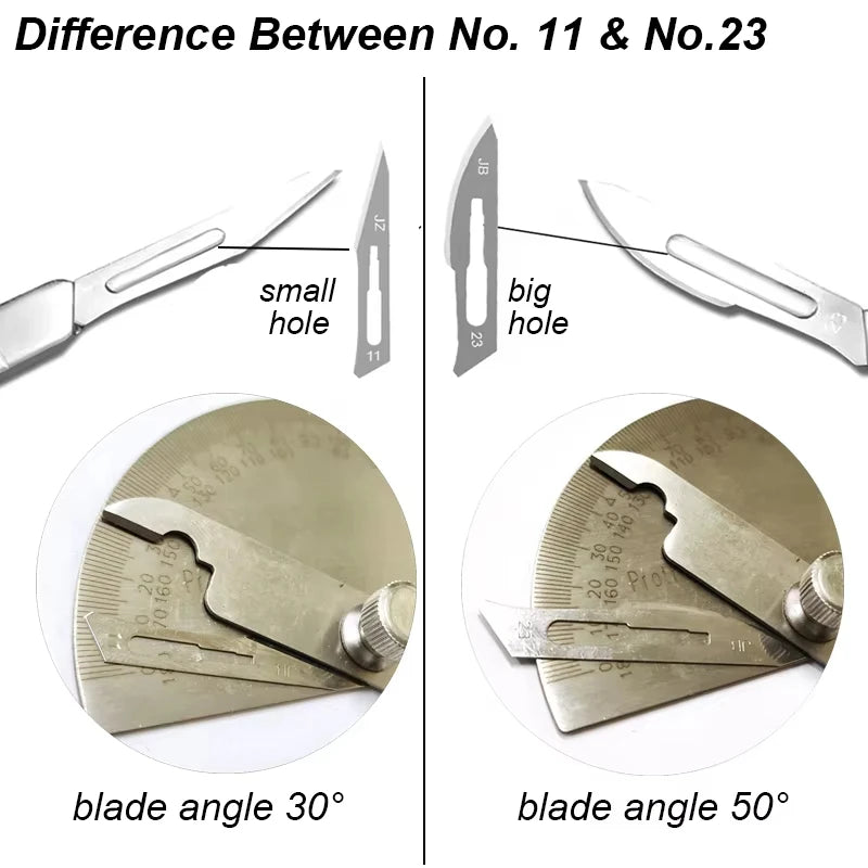 11 23 Scalpel Blade Set Metal Handle Stationery Steel Precision Craft Knife Cutter Wood Carve Stencil Box Open DIY Surgical Tool