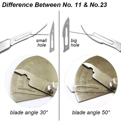 11 23 Scalpel Blade Set Metal Handle Stationery Steel Precision Craft Knife Cutter Wood Carve Stencil Box Open DIY Surgical Tool