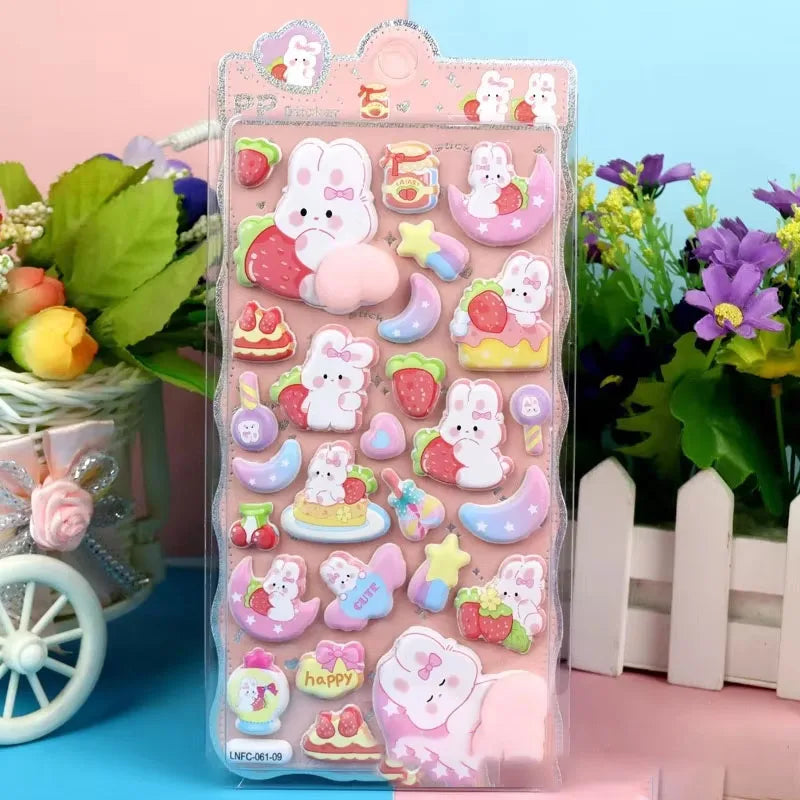 1 Sheet 3D Cute Animal Butt Stickers, Stress Relief Puffy Squishy Sticker for DIY Scrapbook Guitar Phone Case Laptop Decal